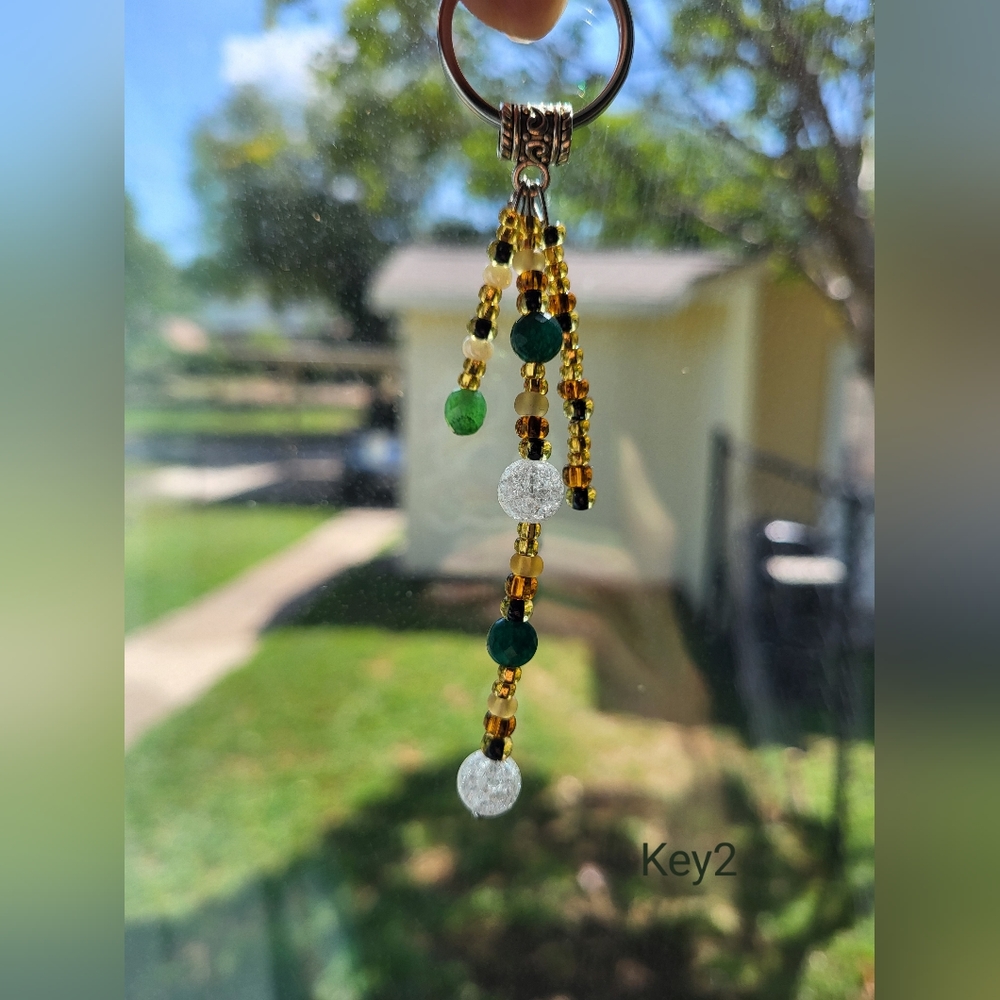 2- Handmade Gemstone Beads Keychain